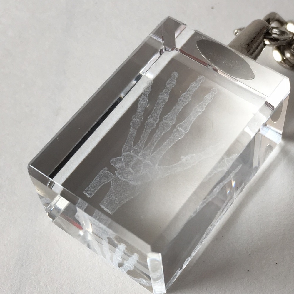 3D Crystal Hand Joint Structure Keychain with Protective Case